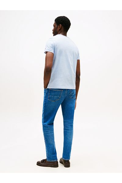 Tommy Hilfiger Men Heathered Blue Logo Short Sleeve T-Shirt