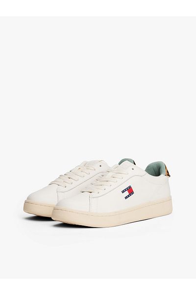 Tommy Hilfiger Women Ivory & Leopard Archive '98 Leopard Low Top Sneakers