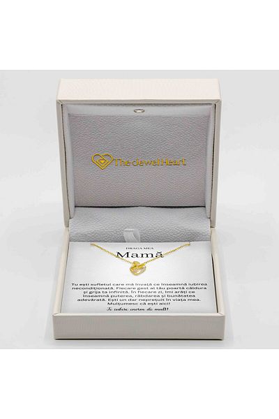 The Jewel Heart Colier Elegant În Formă de Lebădă – Cadou Aurit 14K Pentru Mama, Cu Mesaj și Cutie Premium