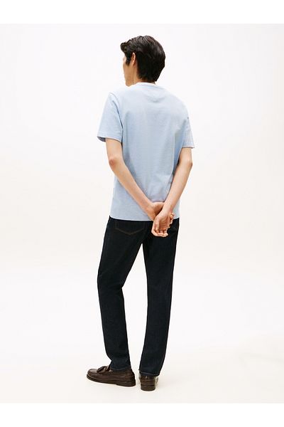 Tommy Hilfiger Men Heathered Blue Logo Short Sleeve T-Shirt