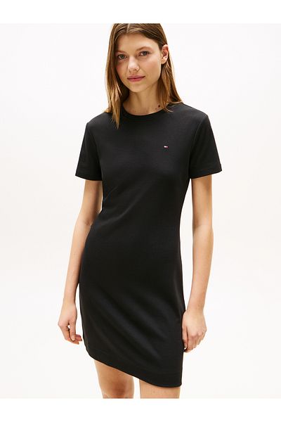 Tommy Hilfiger Women Black New Cody Str Slim Mini T-Shirt Dress