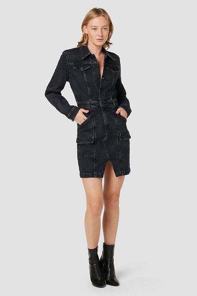 Hudson LONG SLEEVE DRESS RECONSTRUCTED - HUDSON - BLACK, XS