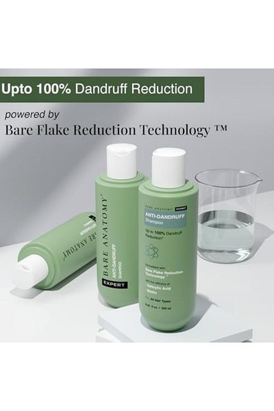 Bare Anatomy Anti Dandruff Shampoo | Reduces Up to 100% Dandruff and Strengthens Hair | Derma Approv
