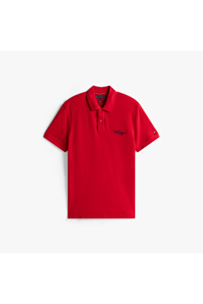 Tommy Hilfiger Tommy Hilfiger Men Medium Red Ic Graphic Regular Short Sleeve Polo T-Shirt