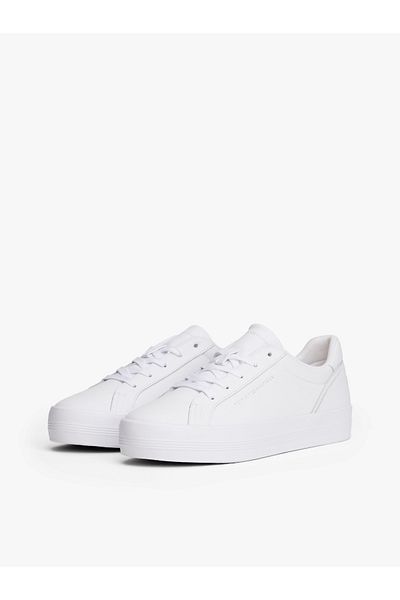 Tommy Hilfiger Women White Platform Low Top Sneakers