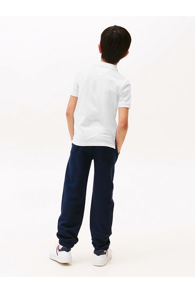 Tommy Hilfiger Boys White Tommy Script Flag Short Sleeve Polo T-Shirt