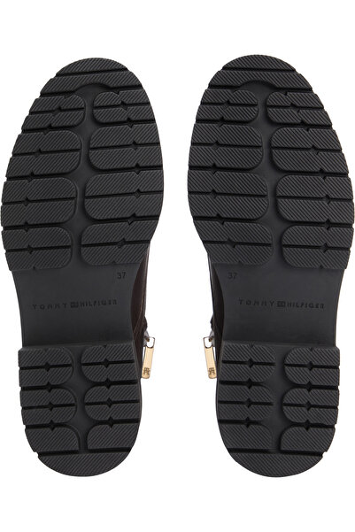 Tommy Hilfiger Women Charred Wood Plaque Pebble Lace-Up Mid Boots