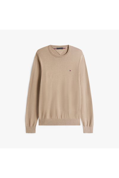 Tommy Hilfiger Men Coastal Taupe Essential Ssnl Cotton Sweater