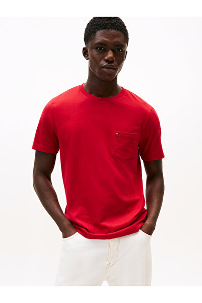Tommy Hilfiger Tommy Hilfiger Men Medium Red Essential Solid Pocket Short Sleeve T-Shirt