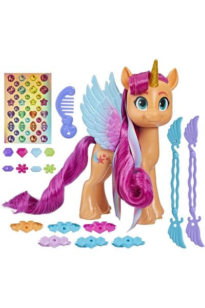 Hasbro My Little Pony figurine, Ribbon Hairstyles, Sunny Starscout, 17 cm with 17 accessories