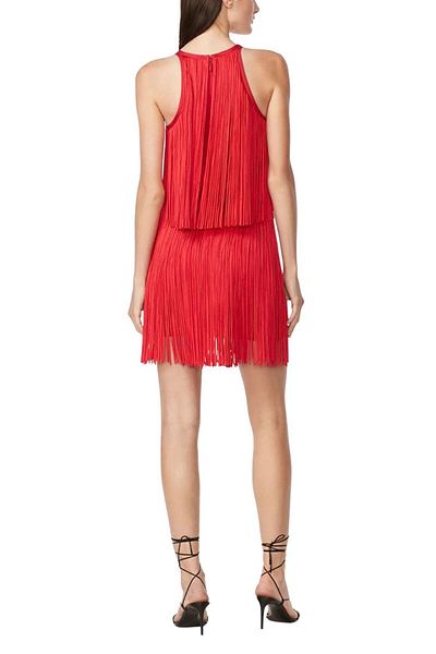 Herve Leger Rochie mini cu franjuri în straturi - - Roșu, M
