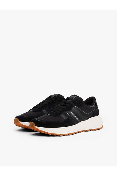 Tommy Hilfiger Women Black Cleated Runner Low Top Sneakers