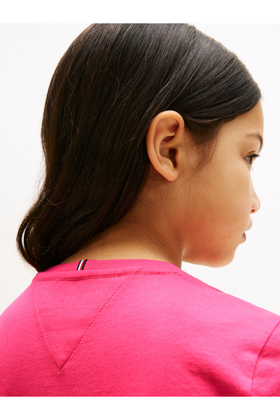 Tommy Hilfiger Tommy Hilfiger Girls Jewel Pink Flag Tonal Midi Dress