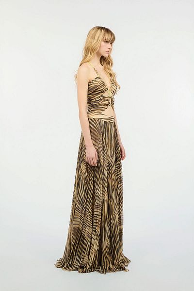 Just Cavalli Long Animal-print Dress - - 38, Brown