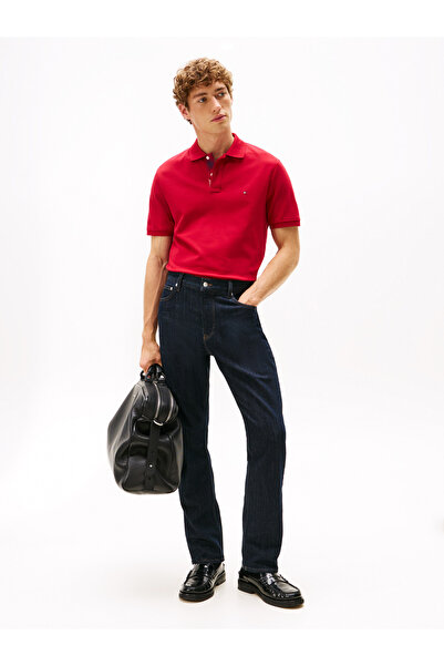 Tommy Hilfiger Tommy Hilfiger Men Medium Red Pique Placket Interest Short Sleeve Polo T-Shirt