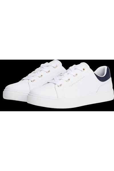 Tommy Hilfiger Women White & Space Blue Casual Cupsole Low Top Sneakers