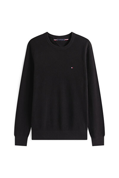 Tommy Hilfiger Tommy Hilfiger Men Black Crew Neck Textured Knit Jumper Sweater