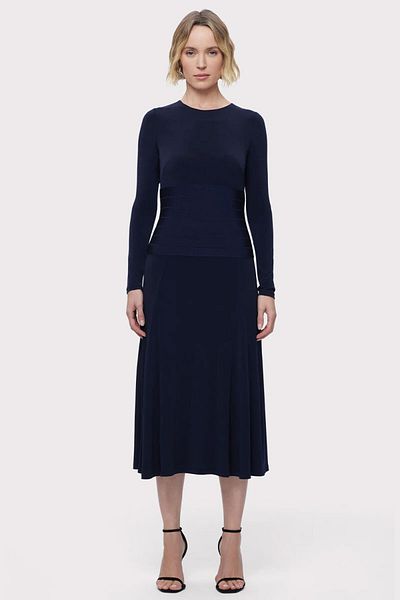 Herve Leger Rochie midi din jerseu mat cu talie bandaj - Albastru închis, S