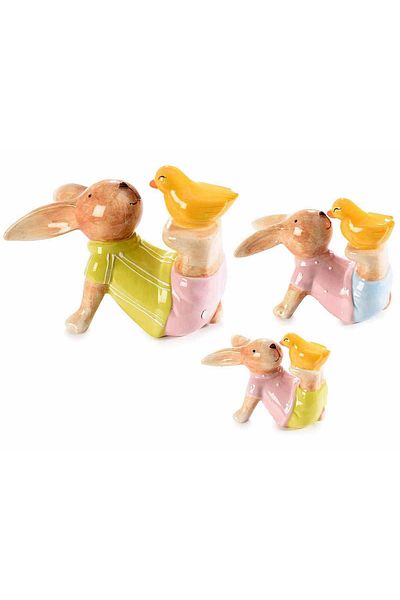 Decorer Set 3 figurine Iepurasi 16.5x9.5x12 cm, 11.5x5.5x9 cm, 9.5x5.5x6.5 cm