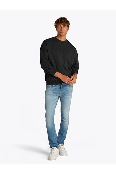 Tommy Hilfiger Male Black Relaxed Varsity Tonal Sweatshirt