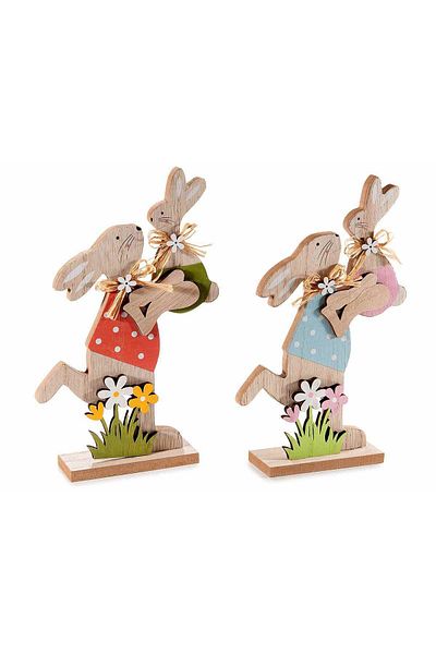 Decorer Set 2 figurine Iepurasi Paste lemn 15x4x24 cm