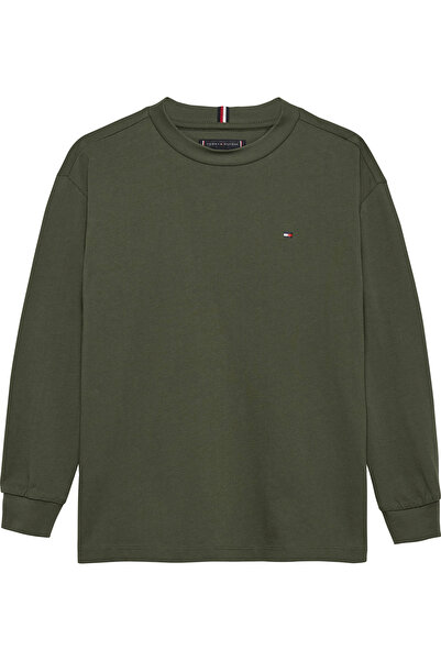 Tommy Hilfiger تي شيرت تومي هيلفيغر للأولاد، أخضر فاتح، بقصّة عادية وأكمام طويلة