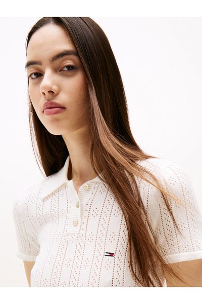 Tommy Hilfiger Tommy Hilfiger Women Ecru Pointelle Midi Mini Dress