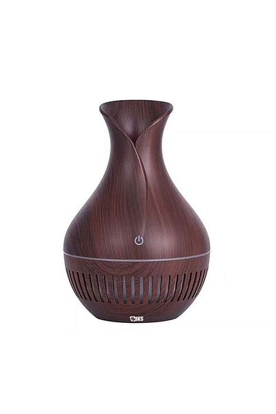 SIKS umidificator cu ultrasunete, model cu linii, difuzor de arome, 150 ml, lemn închis la culoare