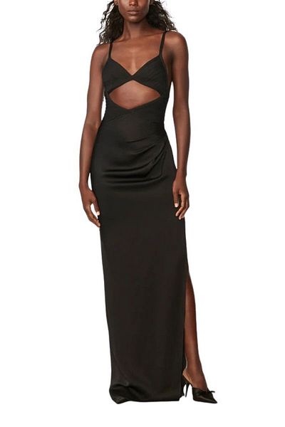 Herve Leger ROCHIE LUNGĂ CU SLITĂ - HERVE LEGER X LAW ROACH - NEGRU, M