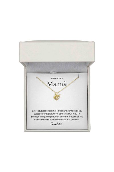 The Jewel Heart Cadou Elegant Pentru Mama – Colier Lebădă Placat cu Aur 14K, Prezentare Premium