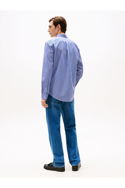 Tommy Hilfiger Tommy Hilfiger Men Wedge Blue Flex Poplin Gingham Shirt