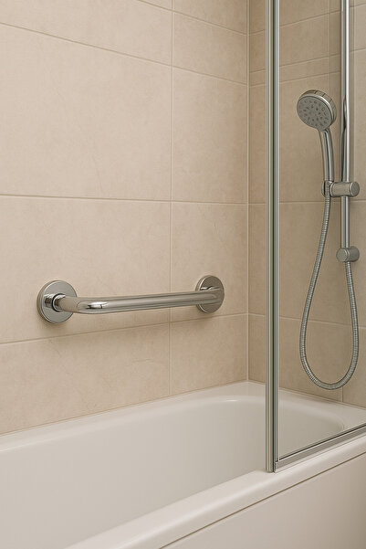 Alper Banyo 40 cm Paslanmaz Engelli Tutunma Barı | Wc ve Duş İçin Güvenli Kavrama | Ø 19 mm Çap