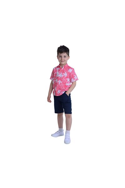 Montella Children's Summer Outfit, Montella, Red Shirt, 2 Pieces, MK-7016 - 140 cm