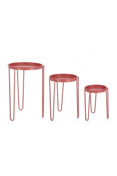 Bizzotto Set 3 suporturi flori otel roz somon Madelyn 23.5x30 cm, 28.5x40 cm, 33.5x50 cm