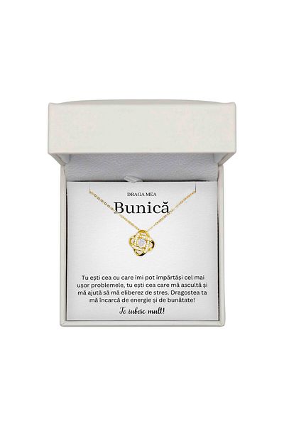 The Jewel Heart Colier Deosebit Pentru Bunica Mea – Argint 925 Placat Cu Aur 14K, Ambalaj Elegant