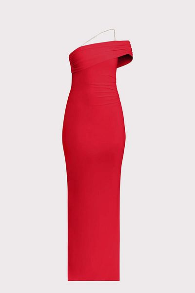 Herve Leger Rochie asimetrică din jerseu cu garnitură cu cristale - - Negru, S