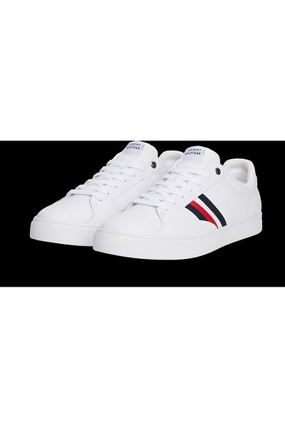 Tommy Hilfiger Men White Icon Court Stripes Low Top Sneakers