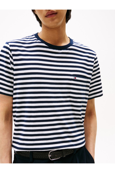 Tommy Hilfiger Tommy Hilfiger Men Desert Sky & White Regular Fit Fit Stripe S...