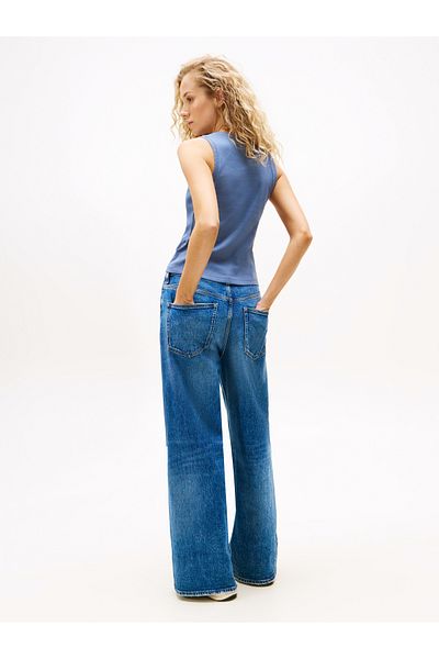 Tommy Hilfiger Women Blue Moment Slim Script Rib Sleeveless T-Shirt