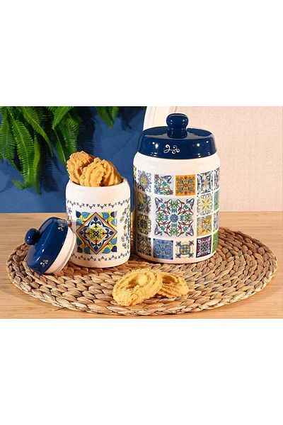 Decorer Set 2 borcane ceramice multicolore 11,5x19 cm, 8,5x14,5 cm