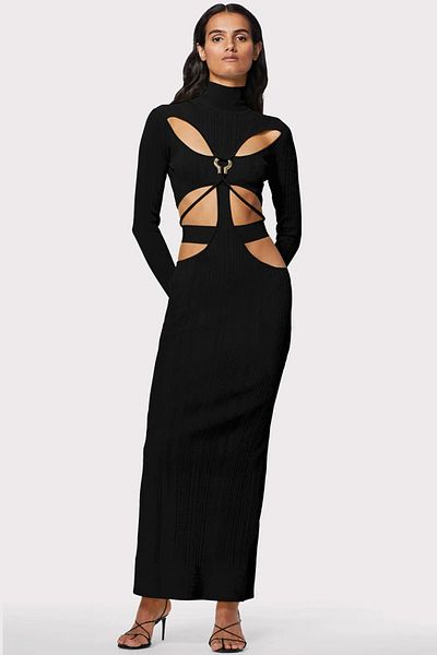Herve Leger Rochie decupată cu imprimeu Ls - - Negru, S