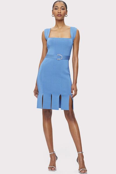 Herve Leger ROCHIE MINI BANDAJ AUTOWASH CU CATARAHĂ - HERVE LEGER - L, ALBASTRU