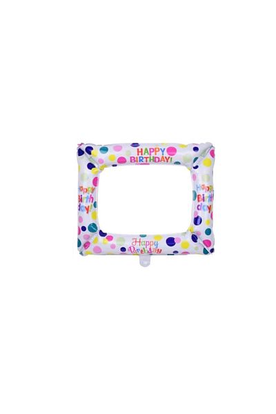 OEM Cadru pentru fotografii tip balon, cadru selfie cu mesaj Happy Birthday, multicolor, 58x49 cm