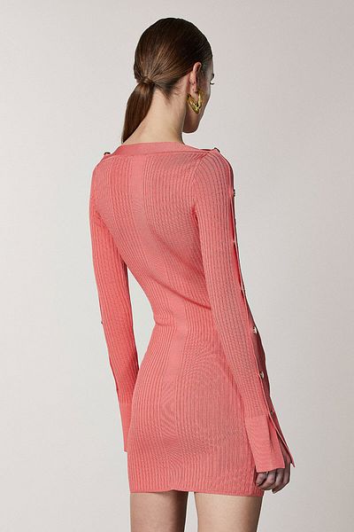 Patrizia Pepe ROCHIE MINI DIN TRICOTAT CU NEAVĂ - PATRIZIA PEPE - CORAL, M