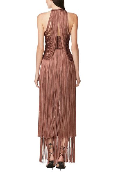 Herve Leger ROCHIE LUNGĂ ASIMETRICĂ CU FRANJURI - HERVE LEGER - MARO, S