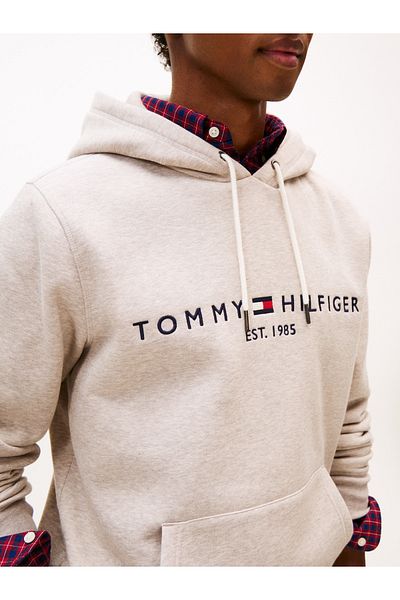 Tommy Hilfiger Male Heathered Pebble Logo Hoodie