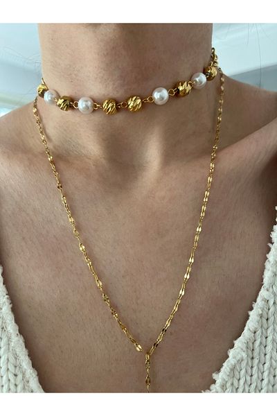 Hoop jewelery Steel Pearl Choker