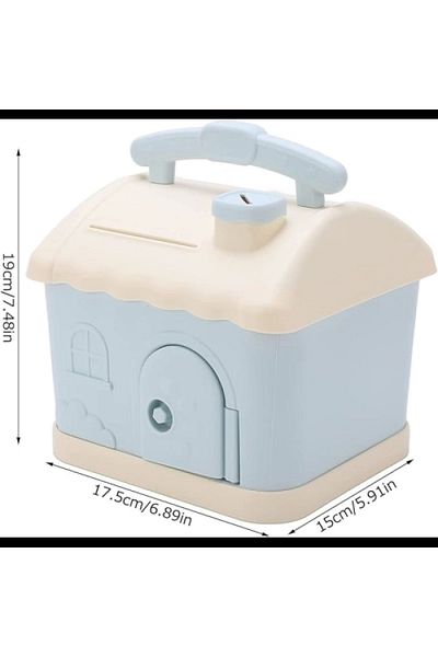 devigo Casă de pui cu cheie de dimensiuni mari - Cutie de bani în formă de casă - Albastru cu opțiuni de culoare roz
