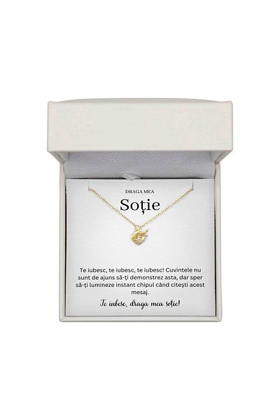 The Jewel Heart Pentru Soția Mea – Colier în Formă de Lebădă, Argint 925 Placat cu Aur 14K