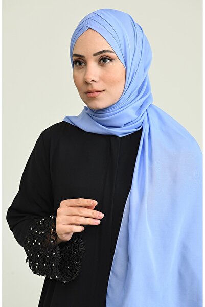 Sahra Şal Dünyası Üç Bantlı Şal Bebe Mavisi (HAZIR MODEL)